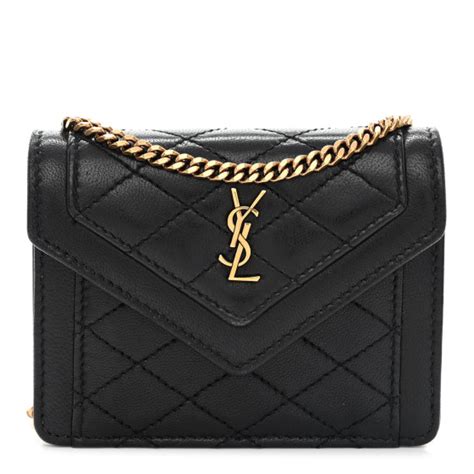 SAINT LAURENT Lambskin Quilted Micro Gaby Bag Black.